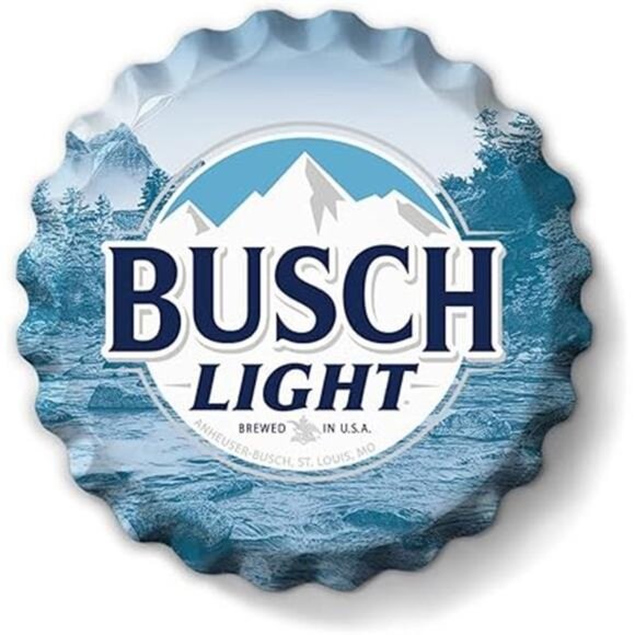 Busch Light Beer Metal Bottle Cap Sign Garage Shop Bar Man Cave Collect LARGE NW - Picture 6 of 6